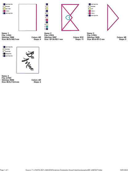 Envelope Be Mine Ornament - ITH Project - Machine Embroidery Design