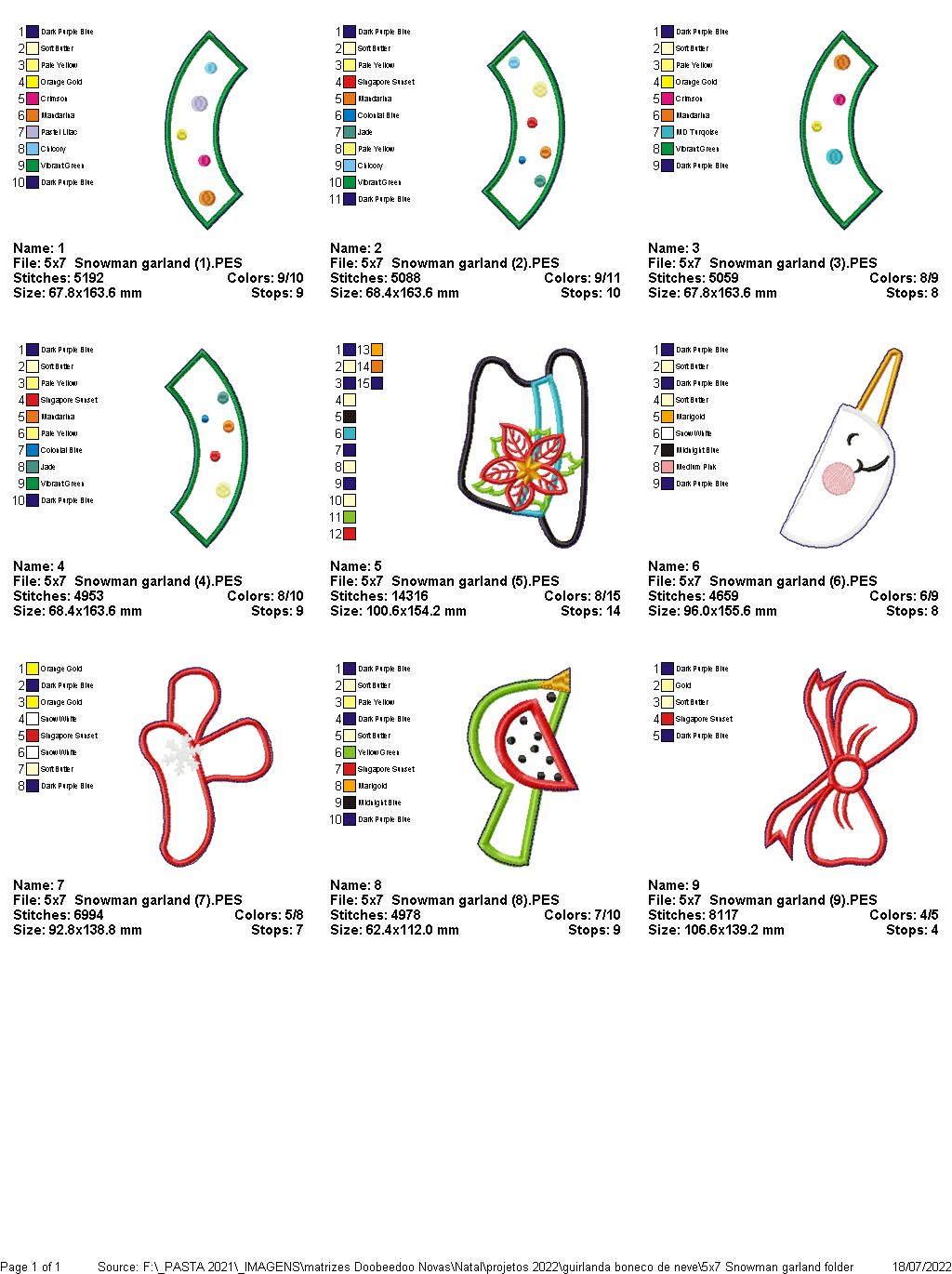 Snowman Wreath for Christmas Ornament - ITH Project - Machine Embroidery Design