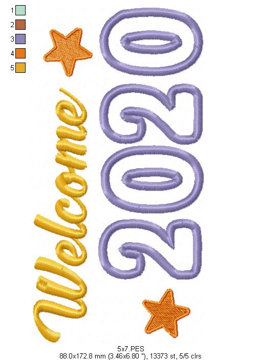 Welcome New Year Machine Embroidery Applique Design