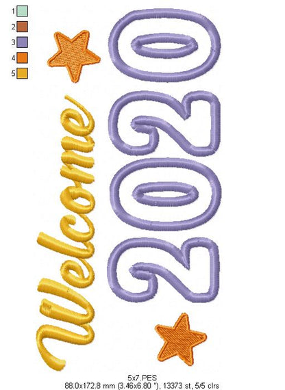 Welcome New Year Machine Embroidery Applique Design