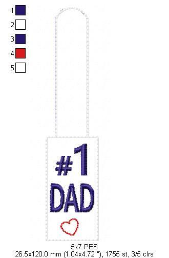 #1 Dad Keychain - Machine Embroidery Design - DooBeeDoo Embroidery Designs