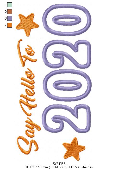 New Year Machine Embroidery Applique Design