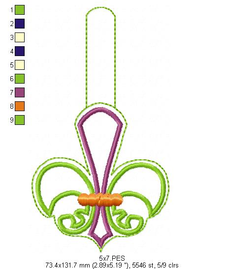 Mardi Gras Keychain - ITH Project - Machine Embroidery Design