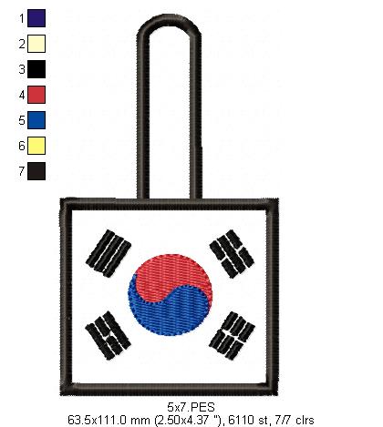 South Korea Keychain - ITH Project - Machine Embroidery Design