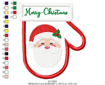 Christmas Santa Cutlery Holder - ITH Project - Machine Embroidery Design