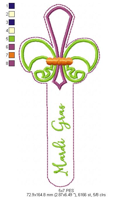 Mardi Gras Bookmarker -  ITH Project - Machine Emboidery Design