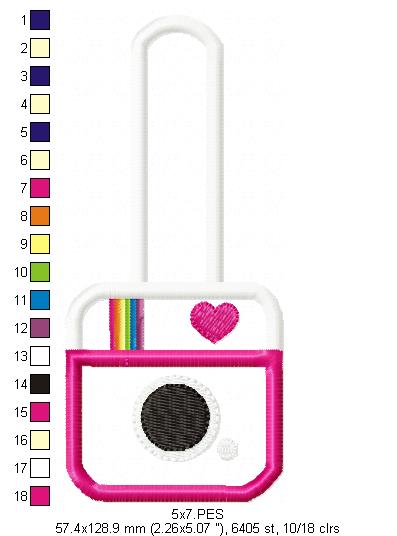 Instagram Keychan and Bookmarker - Set of 2 designs - ITH Project - Machine Embroidery Design