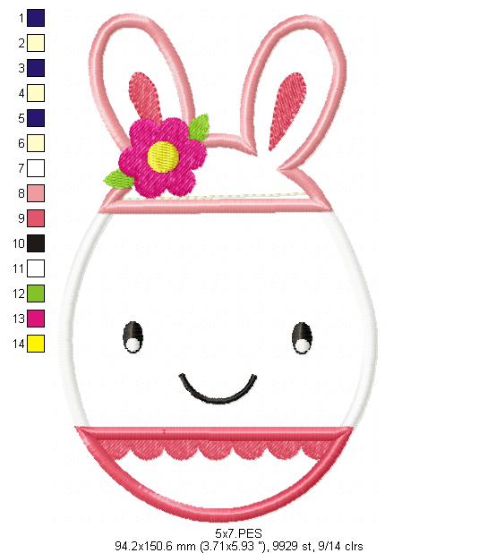 Easter Egg Girl  - Applique  - Machine Embroidery Design