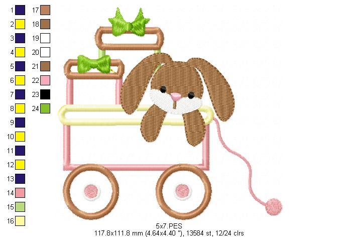Easter Bunny with Gifts - Applique  - Machine Embroidery Design