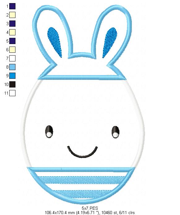 Easter Egg Boy  - Applique  - Machine Embroidery Design
