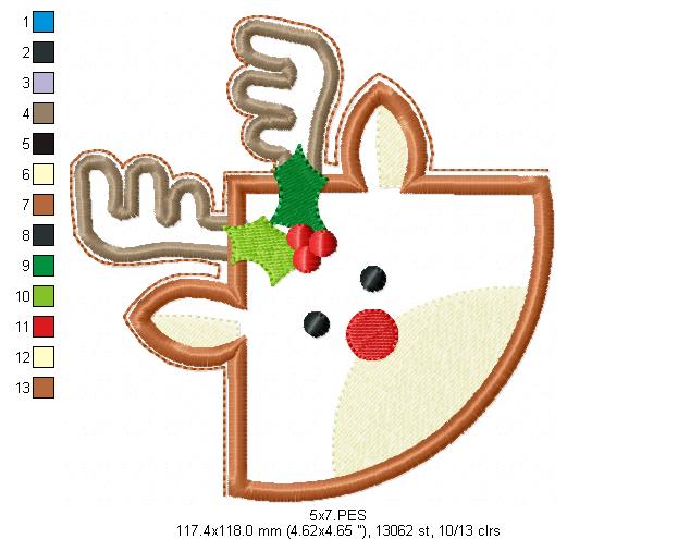 Rudolph Reindeer Bookmarker - ITH Project - Machine Embroidery Design