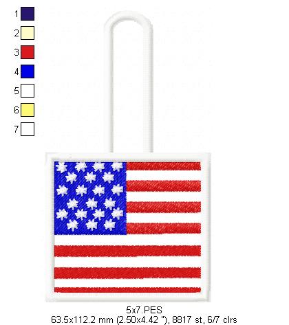 USA  Keychain - ITH Project - Machine Embroidery Design