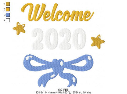 Welcome New Year 2020 - Fill Stitch -   Machine Embroidery Design