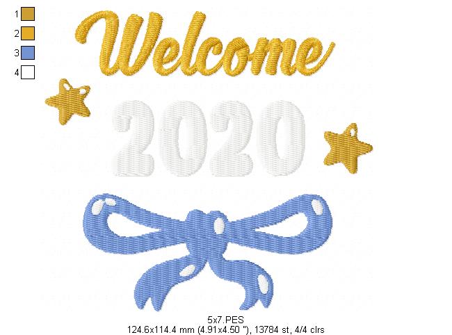 Welcome New Year 2020 - Fill Stitch -   Machine Embroidery Design