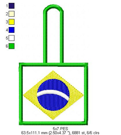 Brazil Keychain - ITH Project - Machine Embroidery Design