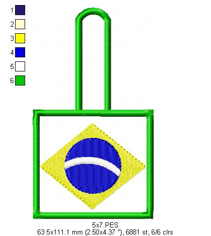 Brazil Keychain - ITH Project - Machine Embroidery Design