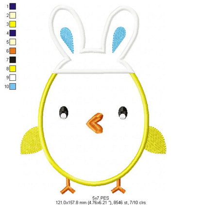 Little bird boy  Easter  - Applique  - Machine Embroidery Design