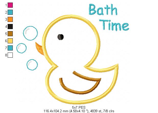 Bath Time - Applique - Machine Embroidery Design