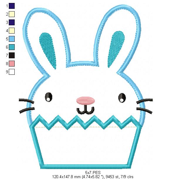 Bunny Cupcake Boy  - Applique  - Machine Embroidery Design