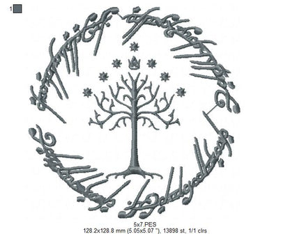 The Ring and The White Tree of Gondor - Fill Stitch