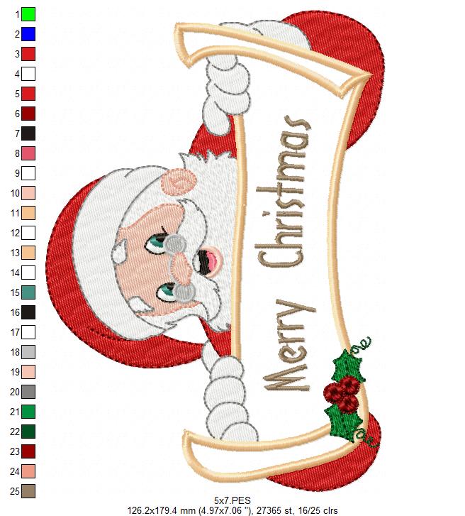 Santa Claus Merry Christmas - Applique
