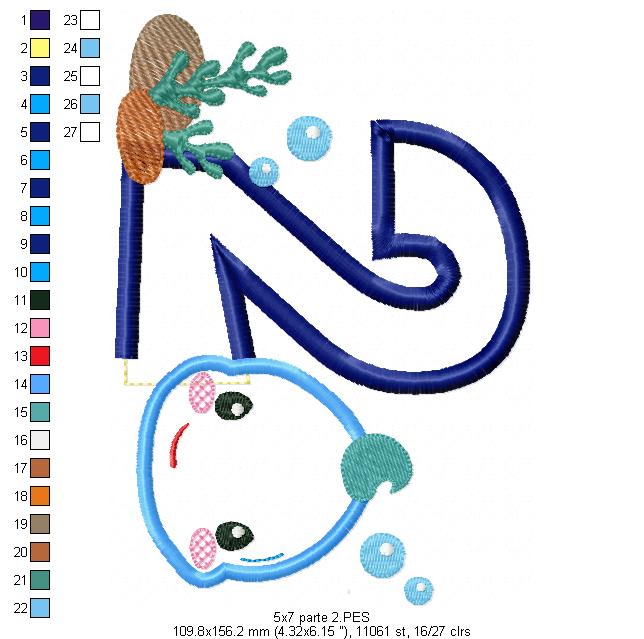 3D Fish Number Two - 2nd Birthday - Applique - Machine Embroidery Design