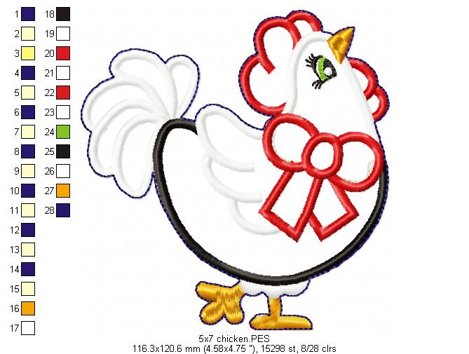 Wood Spoon Chicken Apply - ITH Project - Machine Embroidery Design
