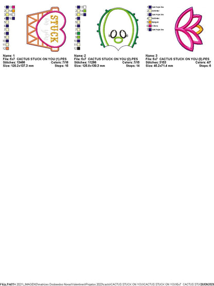 Cactus Stuck on You Valentine's Day - ITH Project - Machine Embroidery Design