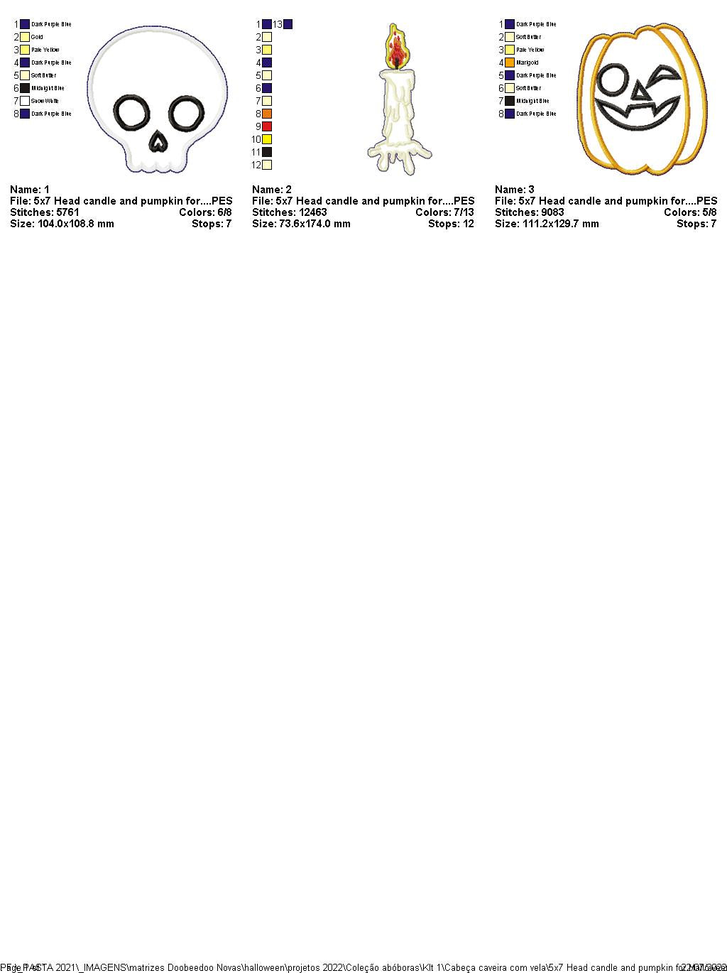 Head Candle and Pumpkin for Halloween - ITH Project - Machine Embroidery Design