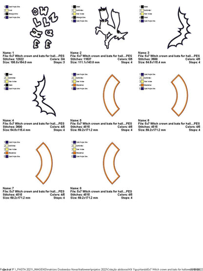 Witch and Bats Wreath - ITH Project - Machine Embroidery Design