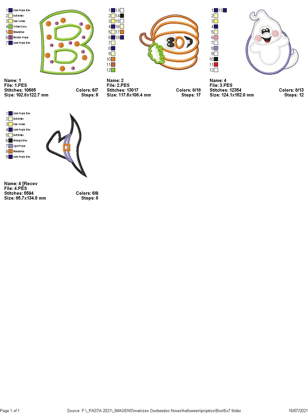 Boo Halloween Ornament - ITH Project - Machine Embroidery Design