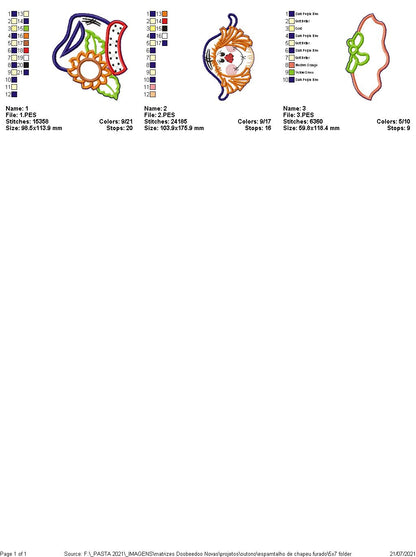 Cute Scarecrow Ornament - ITH Project - Machine Embroidery Design