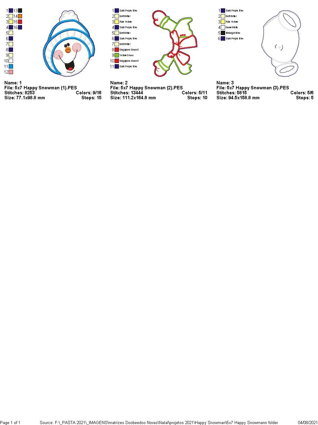 Happy Snowman Christmas Ornament - ITH Project - Machine Embroidery Design