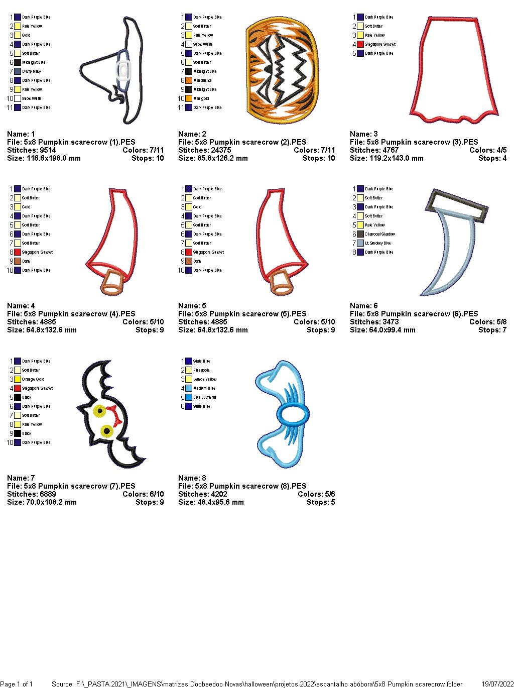 Pumpkin Scarecrow - ITH Project - Machine Embroidery Design