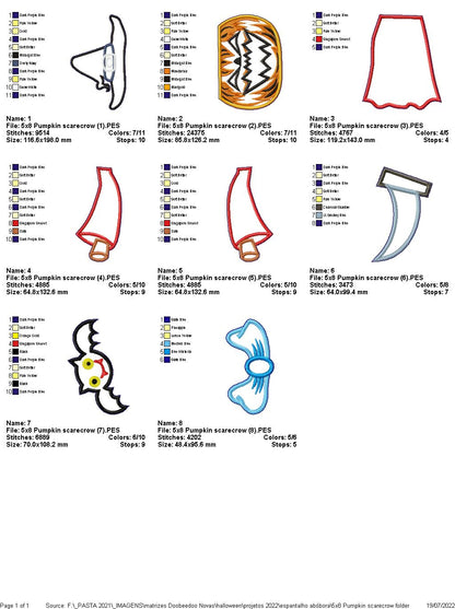 Pumpkin Scarecrow - ITH Project - Machine Embroidery Design