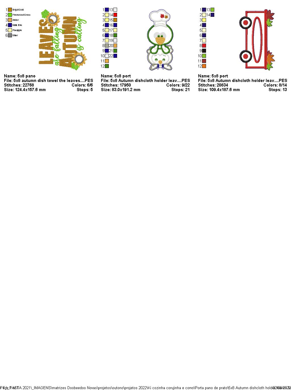 Cute Autumn Kitchen Set of 2 Designs - ITH Project - Machine Embroidery Design