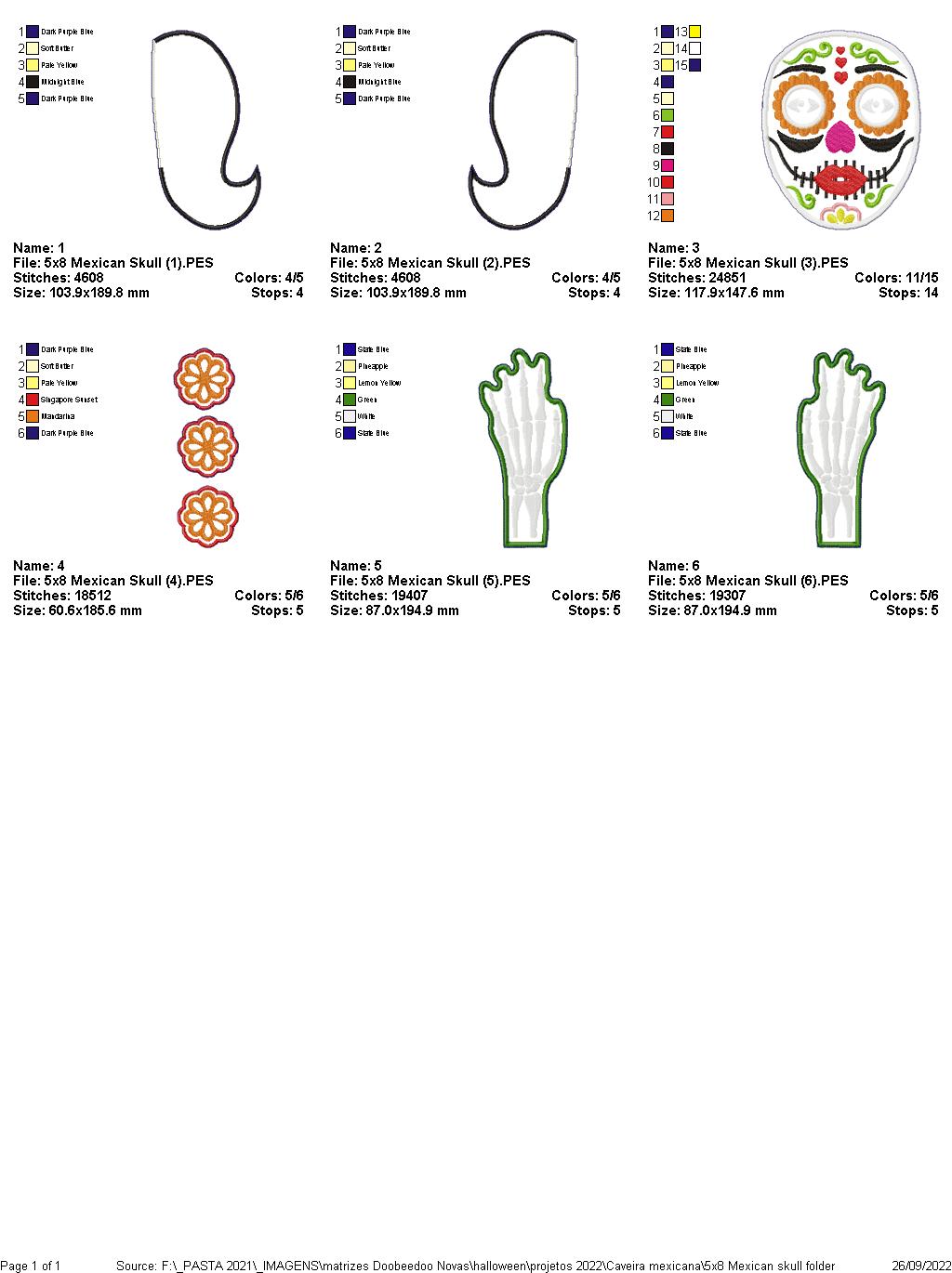 Hanging mexican skull Halloween - ITH Project - Machine Embroidery Design