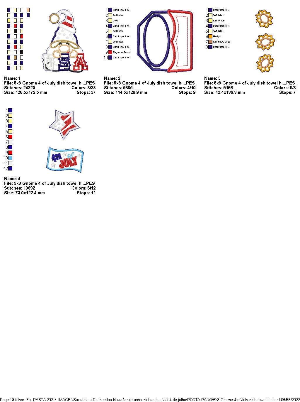 Gnome 4th of July Dish Towel Holder - ITH Project - Machine Embroidery Design