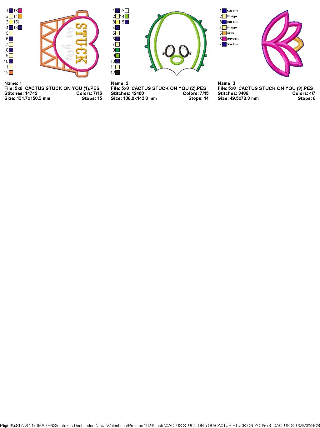 Cactus Stuck on You Valentine's Day - ITH Project - Machine Embroidery Design