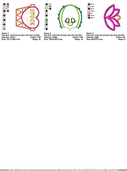 Cactus Stuck on You Valentine's Day - ITH Project - Machine Embroidery Design