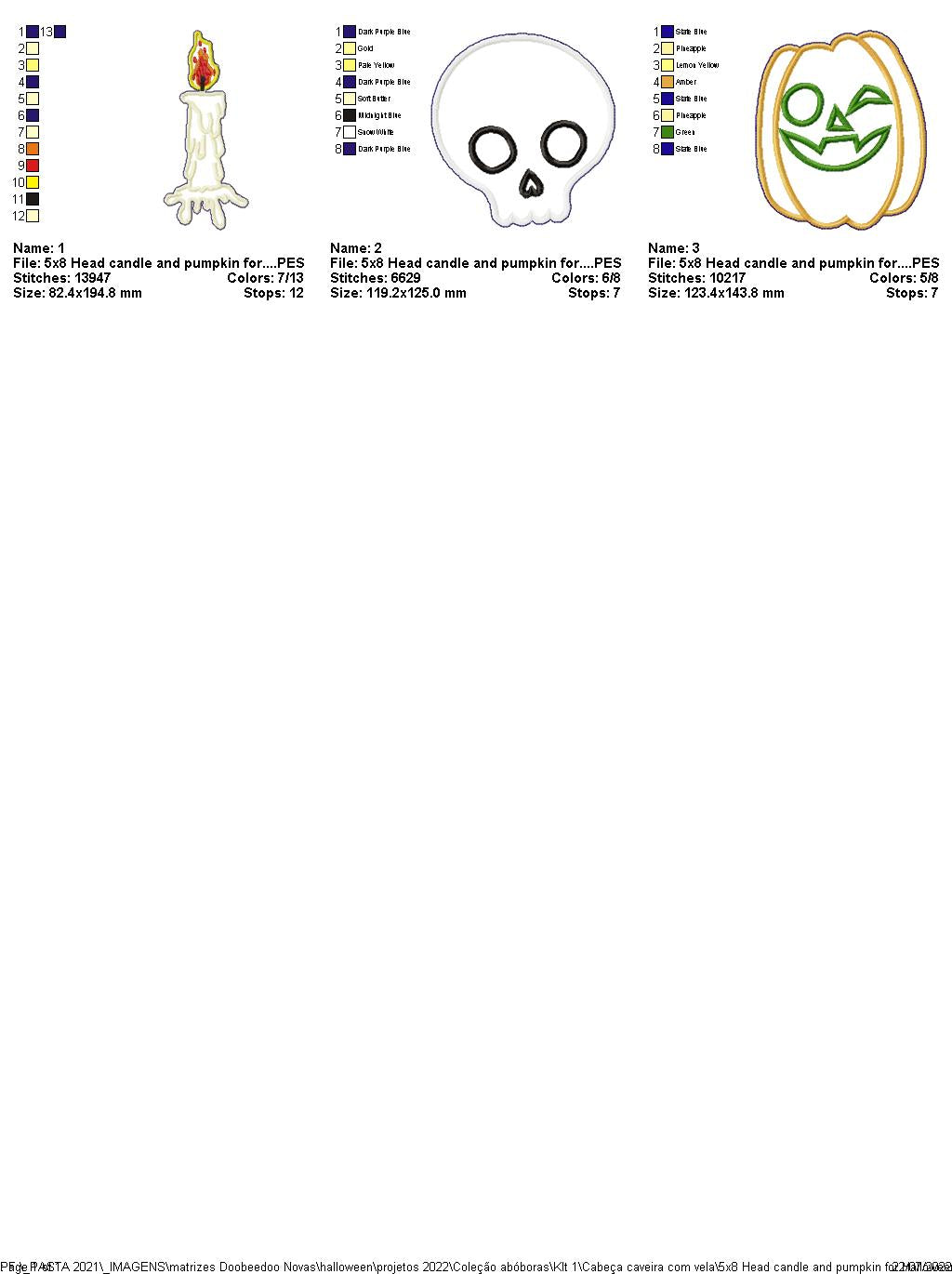 Head Candle and Pumpkin for Halloween - ITH Project - Machine Embroidery Design