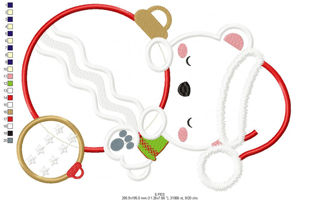 Christmas Teddy Bear  - Applique - 6 Sizes - Machine Embroidery Designs