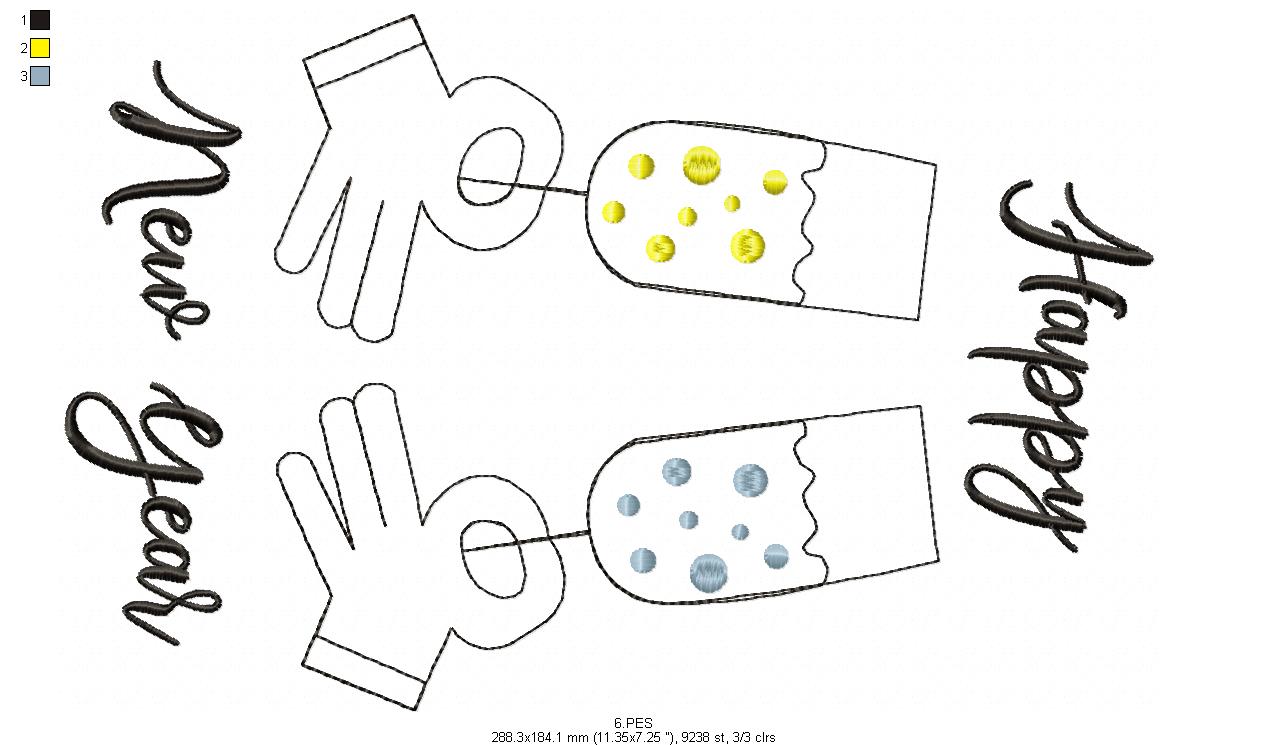 Happy New Year - Fill Stitch - Machine Embroidery Design