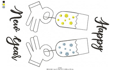 Happy New Year - Fill Stitch - Machine Embroidery Design