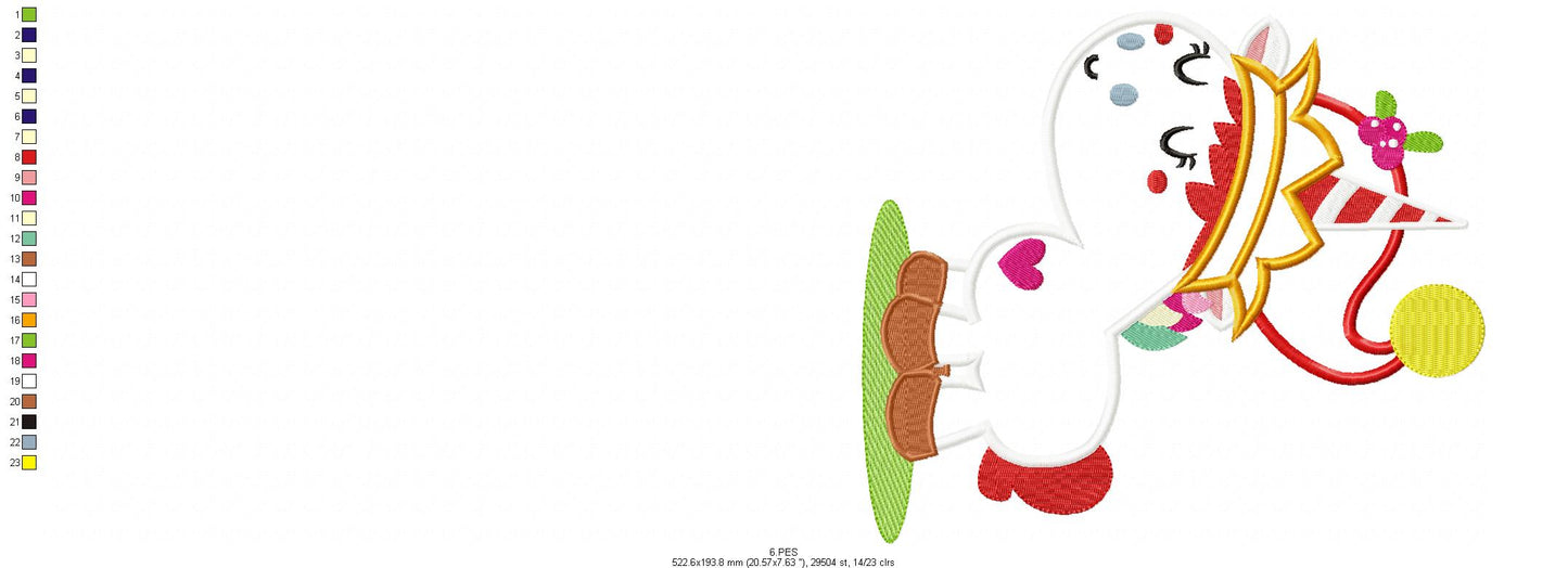 Unicorn Christmas - Applique/ Fill Stitch - 6 Sizes -  Machine Embroidery Design