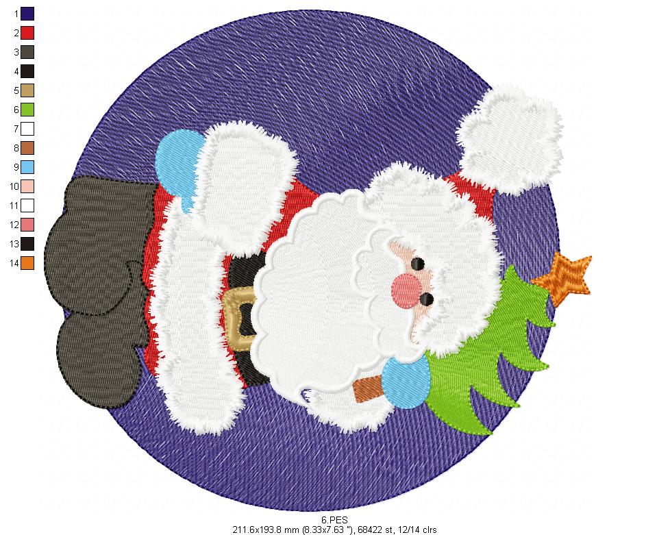 Santa Claus - Fill Stitch - 6 Sizes -  Machine Embroidery Design