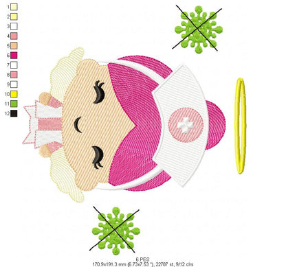 Nurse Embroidery Fill Stitch - 6 sIzes  - Machine Embroidery Design