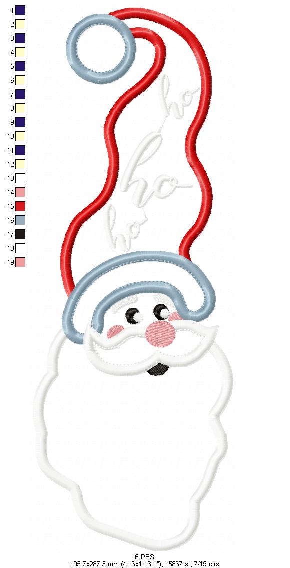 Santa Claus Ho Ho Ho  - Applique - 6 Sizes - Machine Embroidery Designs