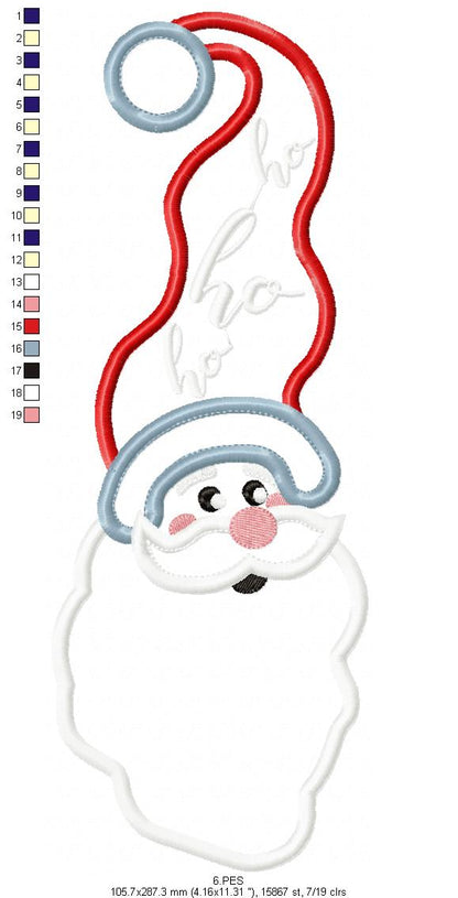 Santa Claus Ho Ho Ho  - Applique - 6 Sizes - Machine Embroidery Designs