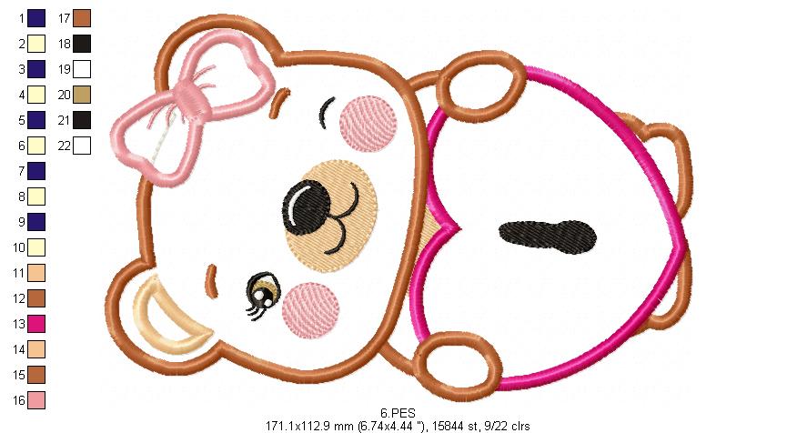 Couple of teddy bears key and lock - Applique - Machine Embroidery Designs